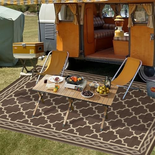 Waterproof 8'x 10' Outdoor Rug for Patio,Reversible Outdoor Plastic S...