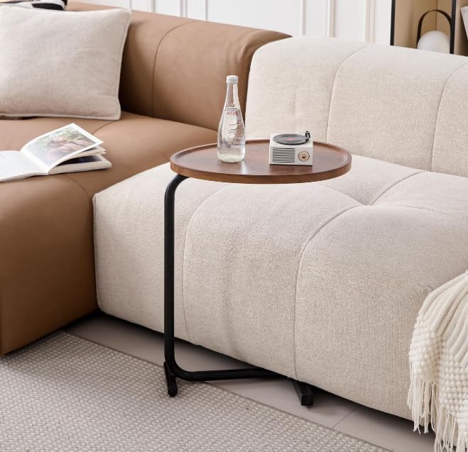 C-Shaped End Table, 2PCS 23.62" H TV Tray Small Side Table for Sofa Couc...