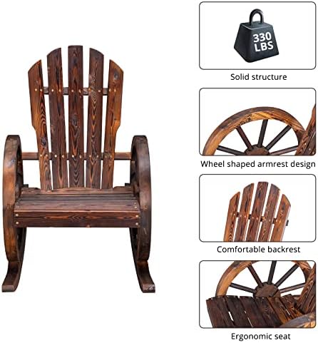 Outvita Adirondack Rocking Chair Set of 2, Carbonized Wood Wagon Rocker