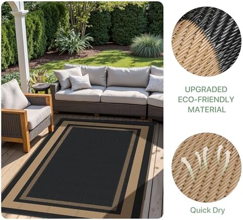 GENIMO Outdoor Rug, Waterproof Plastic Rugs for Patio, 6'x9' Mocha Brown