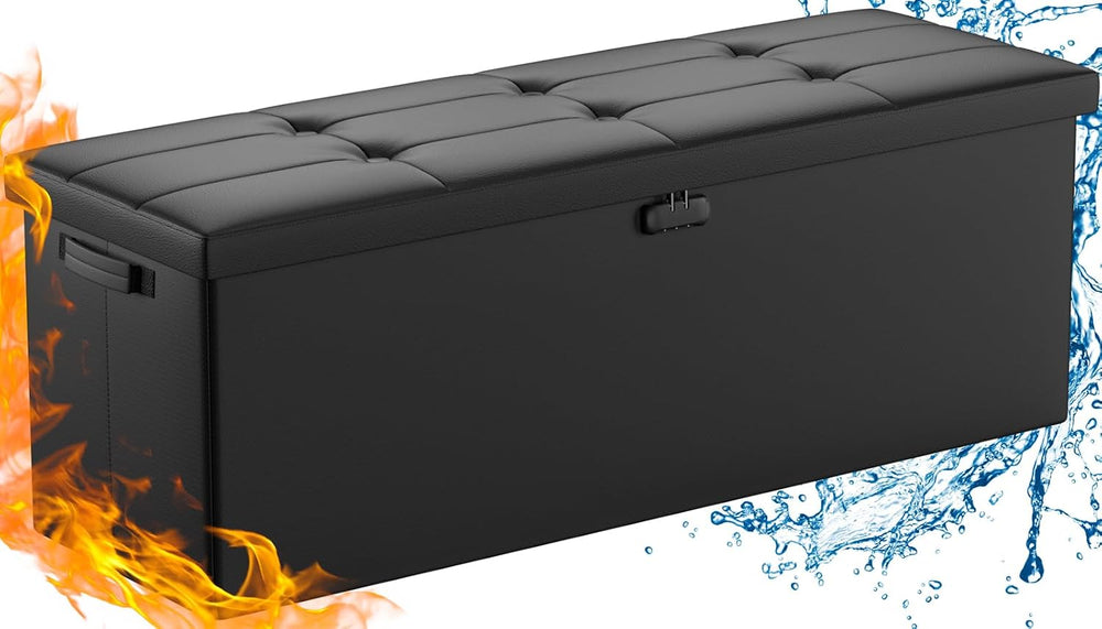 DocSafe Storage Ottoman Bench,Fireproof&Waterproof Folding Bench with Lock(15...