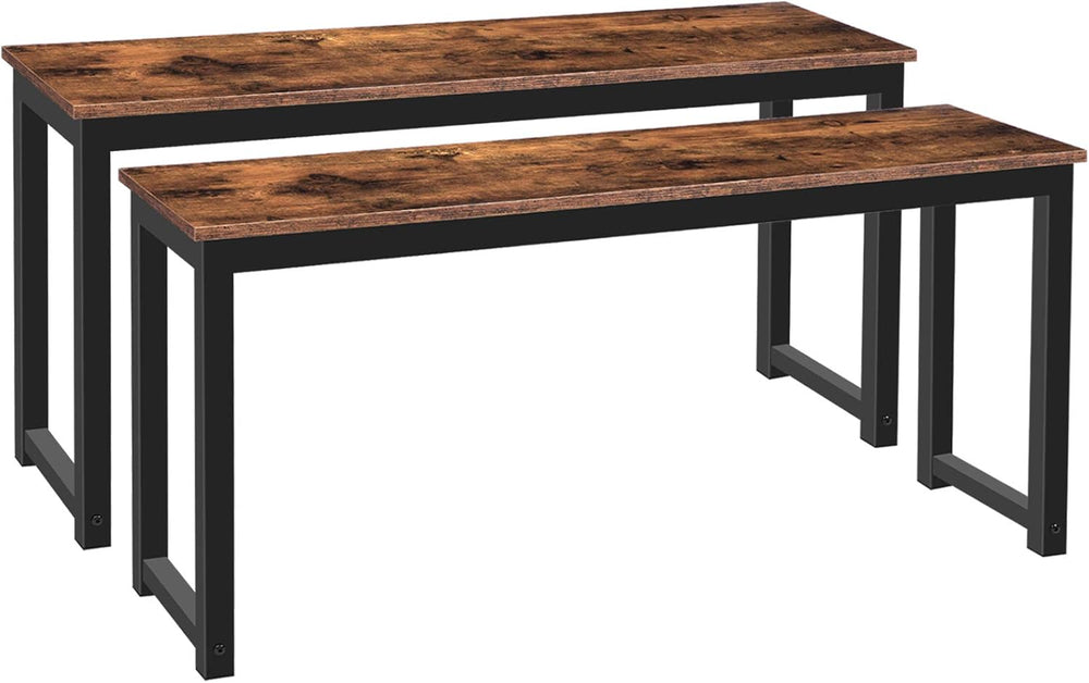 HOOBRO Dining Benches, Pair of 2 Industrial Style Indoor Benches, Durable Met...