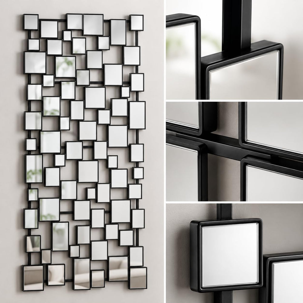 Large Modern Wall Mirror - 27.55"x55.1" Black Wall Mirrors Metal Fr...
