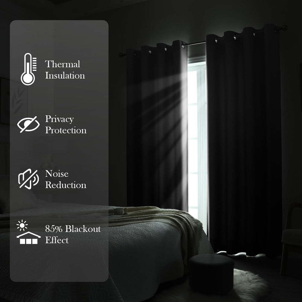 HOMEIDEAS Light Grey Ombre Blackout Curtains 52W x 84L 2 Panels for Bedroom