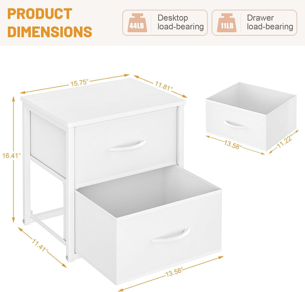 2-Pack Stackable Storage Drawers (4 Drawers Total), White Closet Organizer wi...