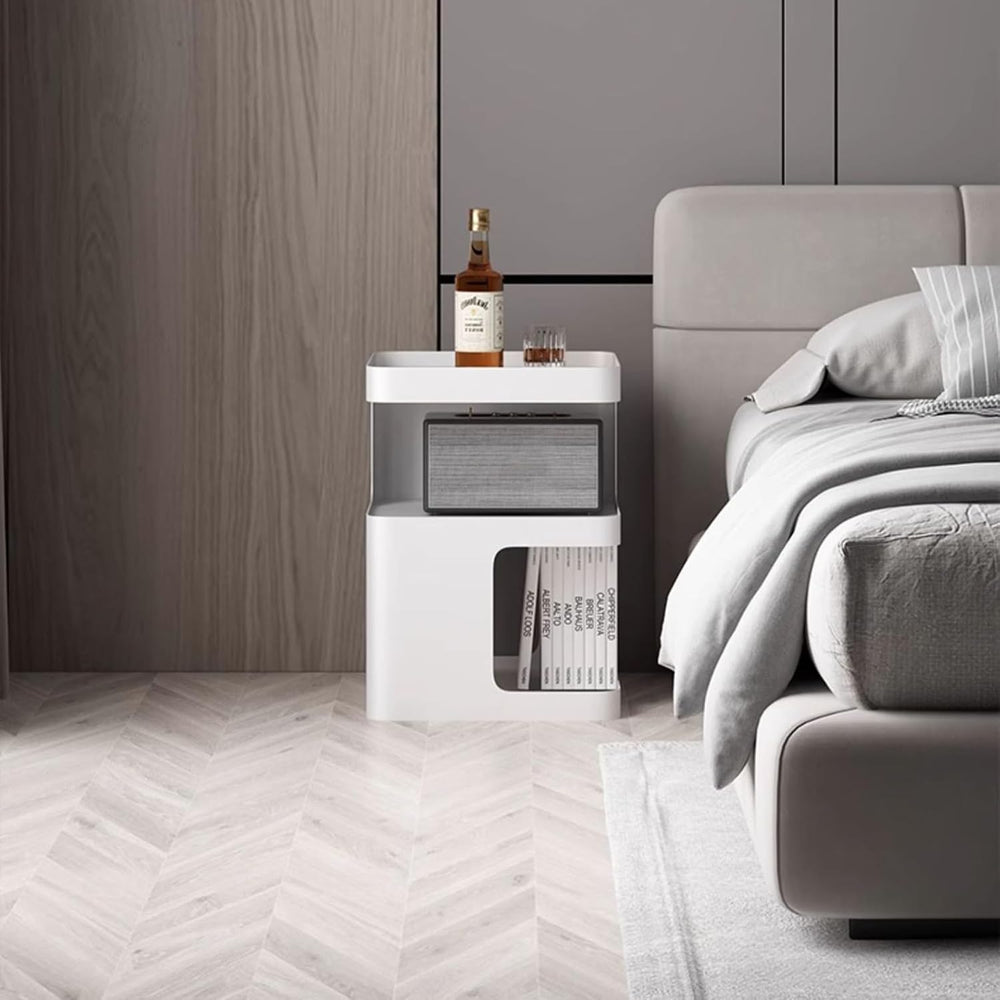Modern Side Table for Couch, End Tables for Small Spaces, Metal nightstand, A...