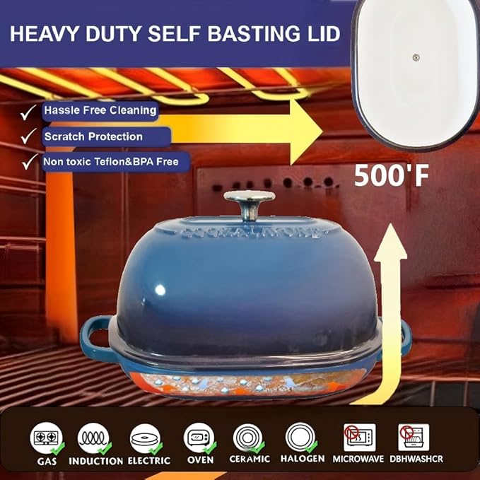 Cast Iron Bread Oven, 6 QT Bread Oven, Thick Enameled Loaf Pan