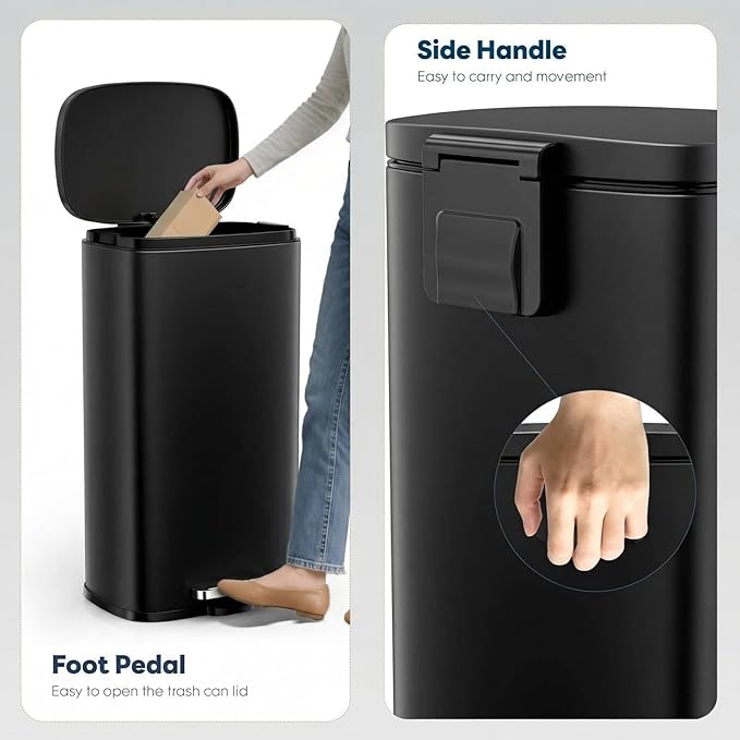 13.2 Gal Kitchen Trash Can, 50L Recycling or Garbage Bin, Brushed Stainless