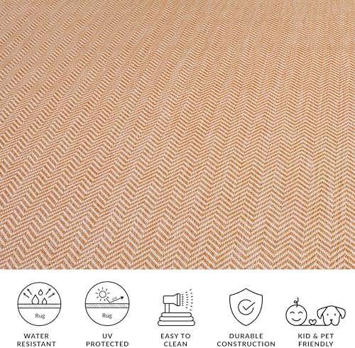 SAFAVIEH Courtyard Outdoor Area Rug 5'3"x7'7", Natural &...