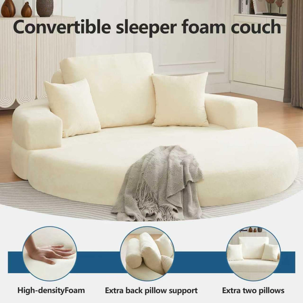 Mofolit 71" Boneless Couch Loveseat Folding Sofa Bed Convertible Round F...
