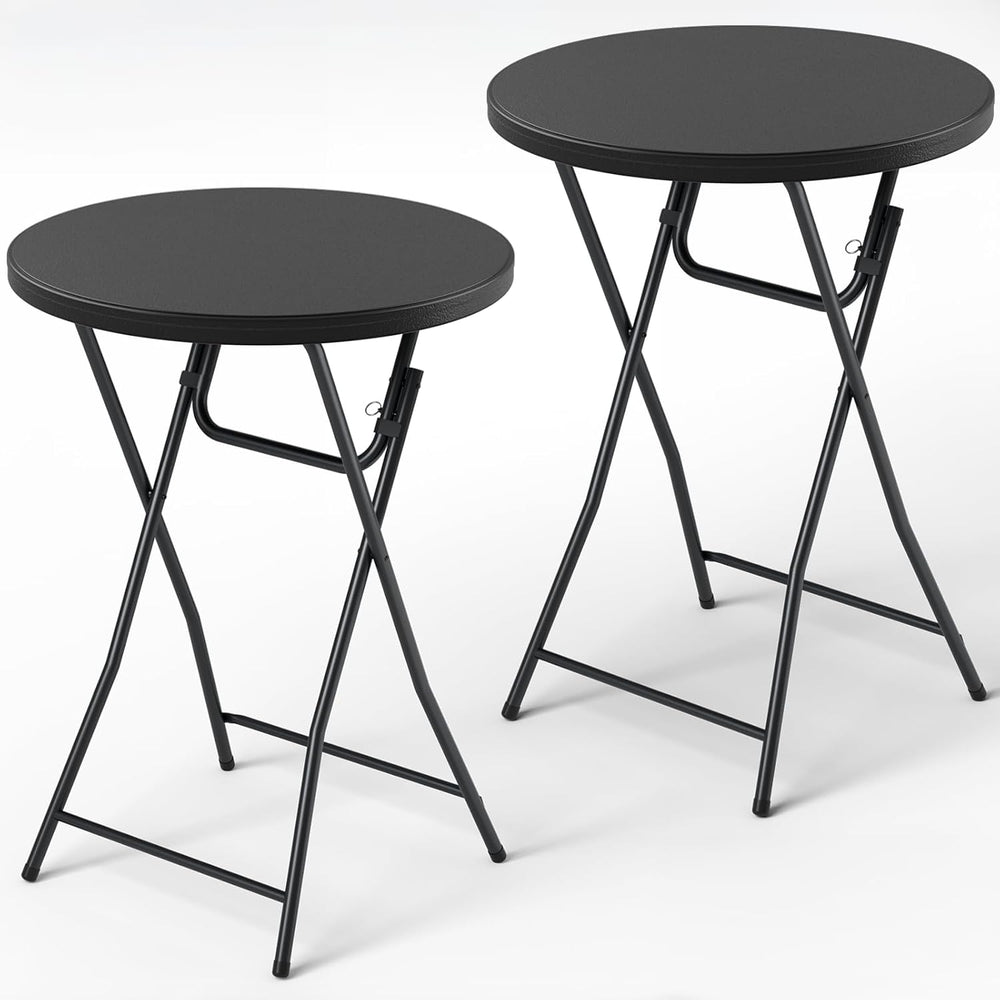 Folding Table 2 Pack, 32 Inch Foldable Cocktail Bar, High Top Round Folding B...
