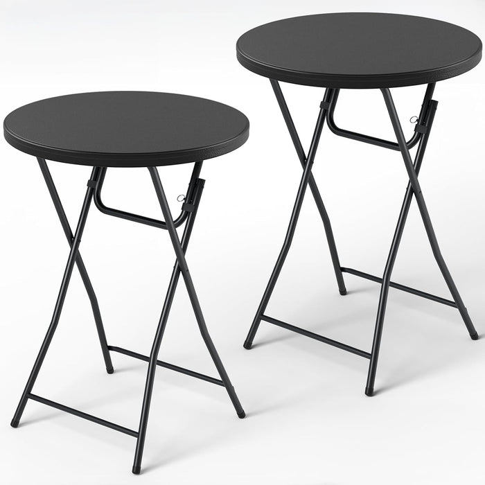 Folding Table 2 Pack, 32 Inch Foldable Cocktail Bar, High Top Round Folding Bar Tables No Assembly, Portable Bistro & Commercial Event Furniture for Wedding, Banquet, Party, Indoor Outdoor Use