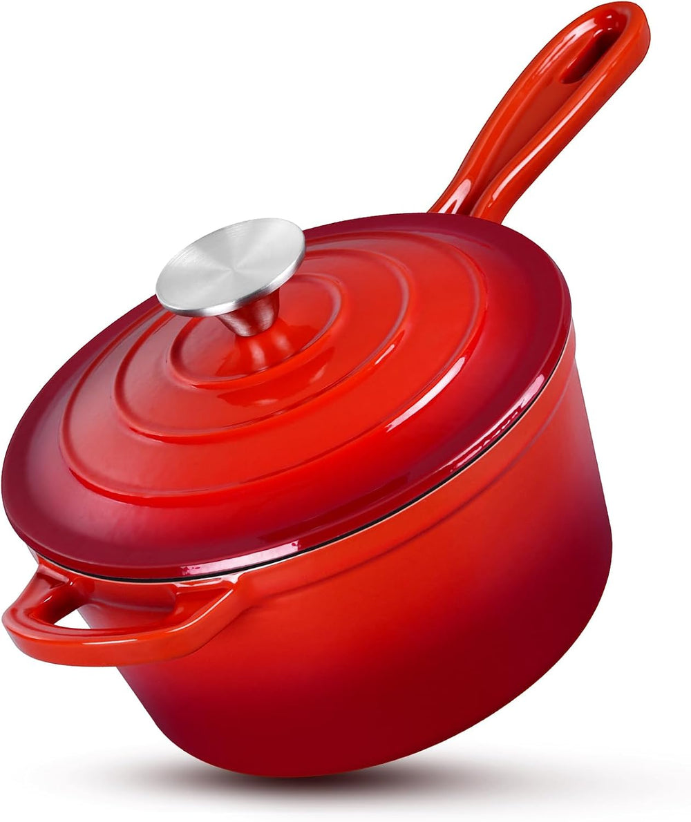 HaSteeL 1 QT Cast Iron Saucepan, Mini Enamel dutch oven