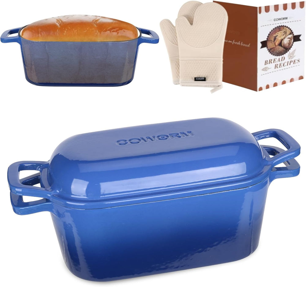 Enameled Dutch Oven for Sourdough Bread Baking, 3.6QT Oval Cast Iron Bread Pan