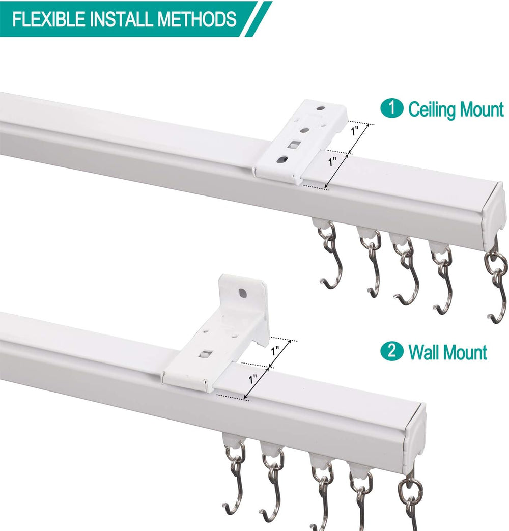 ChadMade Aluminum Ceiling Curtain Track Set with Hooks, 9ft - 12ft Adjustable...