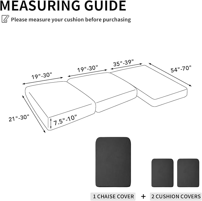 Easy-Going Stretch 3 Pieces Couch Cushion Covers