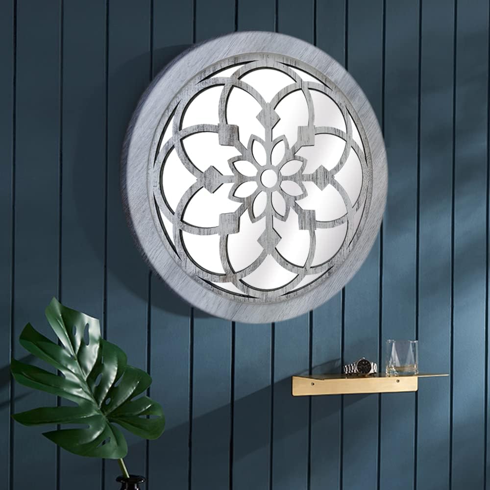 Wocred 2 PCS 20 inch Round Rustic Wall Mirror,Gorgeous Farmhouse Accent Mirro...