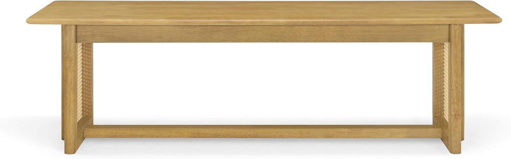 Christopher Knight Home Rubber Wood Dining Bench with Plastic Rattan Weave 59...