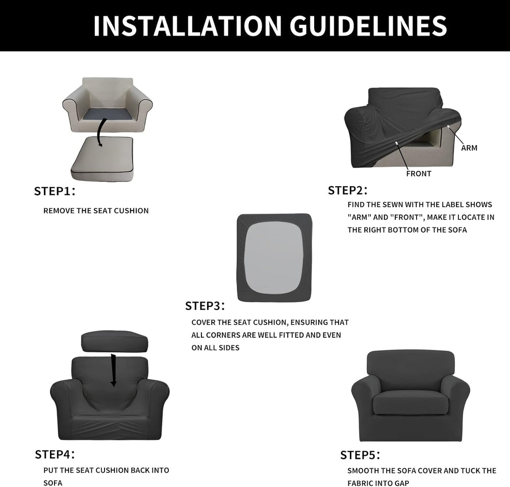 Easy-Going 2 Pieces Stretch Sofa Slipcover for Armchair Washable