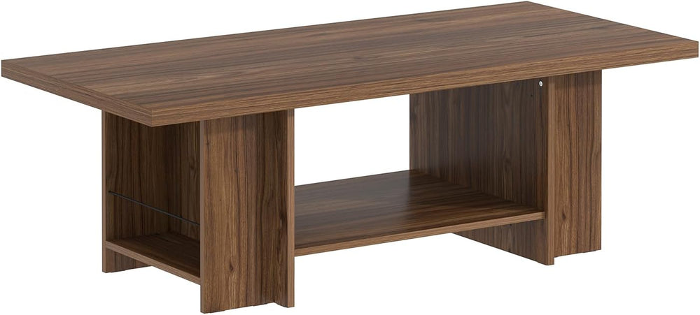 Coffee Table, Modern Wood Living Room Table with Storage Bottom Shelf & S...