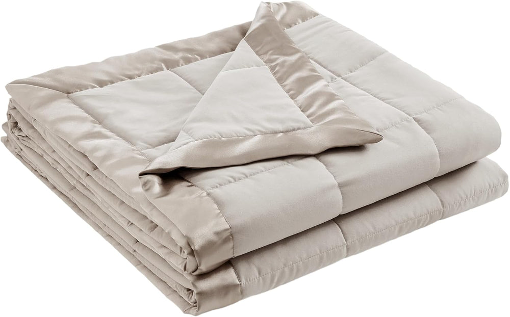 Madison Park Down Alternative Twin Size Blanket for Bed, Satin Trim, Grey