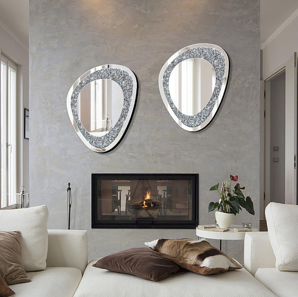 DMDFIRST Modern Irregular Shaped Wall Mirror โ 21.6x16 Inch Decorative Oval D...