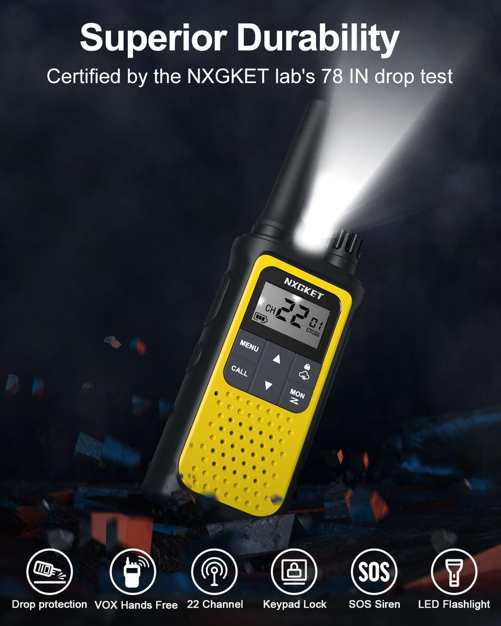 NXGKET Walkie Talkies Long Rang 5 Miles, FRS, Adults, Rechargeable, NOAA
