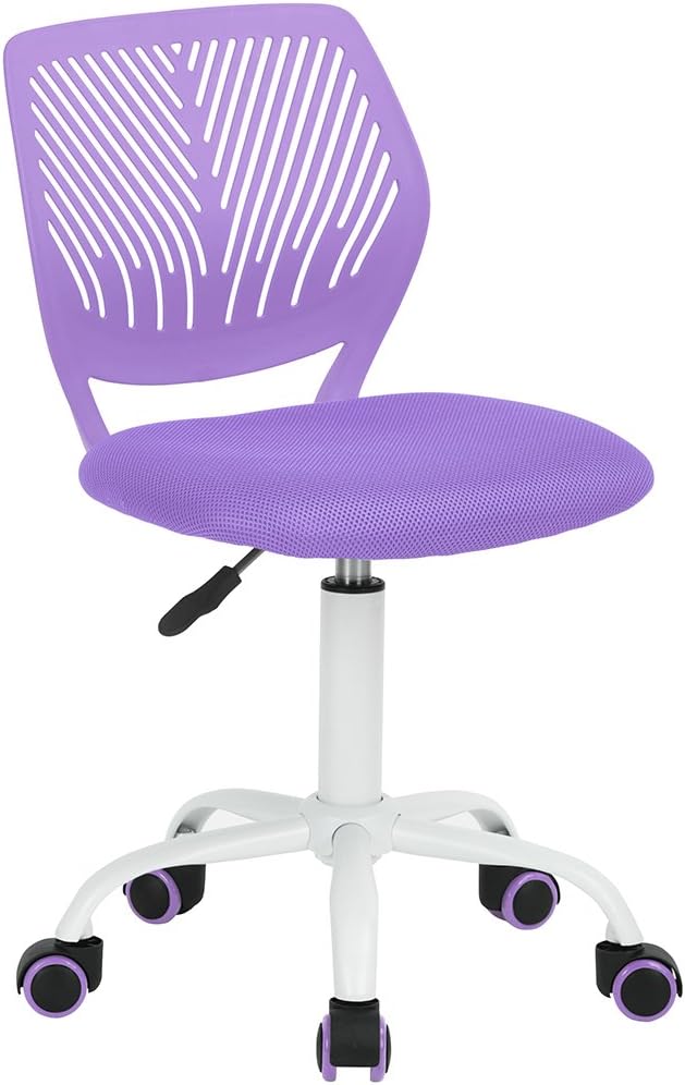 FurnitureR Teens Girls Task Chair 360 Swivel, Low Mid PP Mesh Back Fabric Sea...