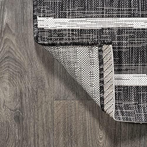 JONATHAN Y Berber Stripe Indoor Outdoor Area Rug 4X6 Black/Ivory, Colonia for...