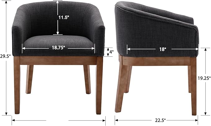 Mid Century Modern Upholstered Barrel Dining Chairs with Arms Set of 4, Farmh...