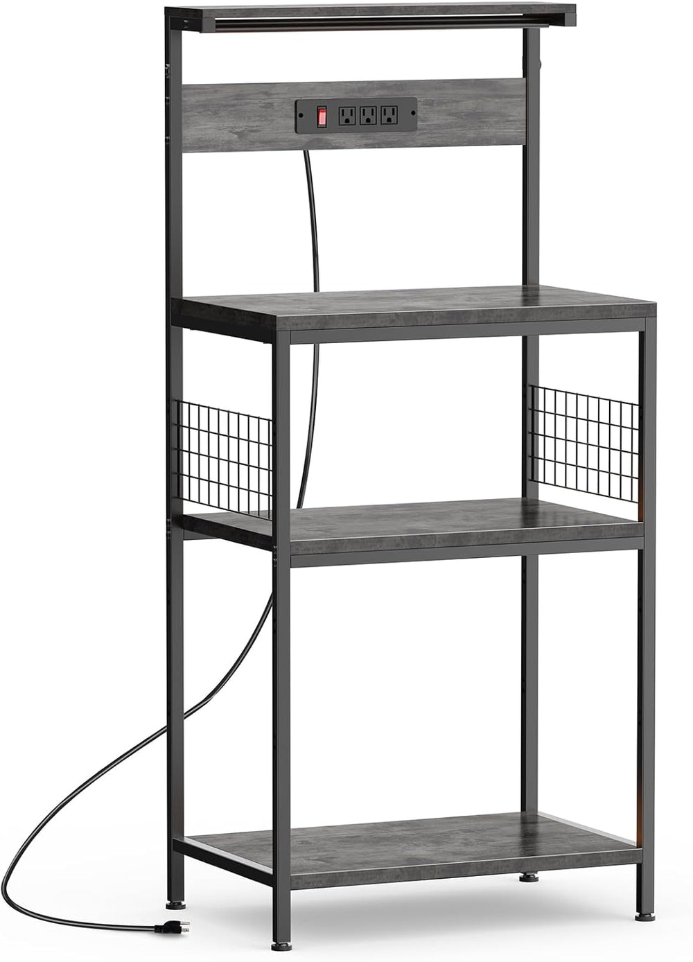 Sweetcrispy Kitchen Bakers Rack with Power Outlet, 24" Microwave Oven St...