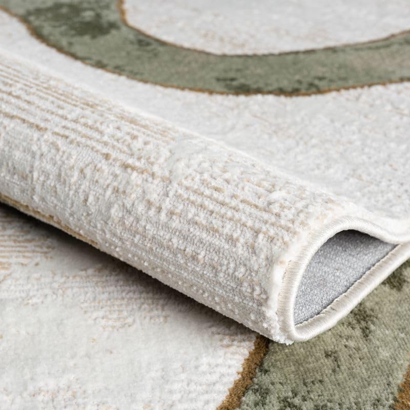 Abani Beige Cream Green Graffiti Washable Area Rug – 5' x 8' – Abstra...