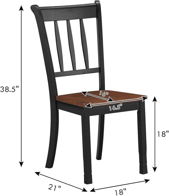 Giantex Wood Dining Chairs Set of 2, Armless Kitchen Chairs w/Solid Rubber Wo...
