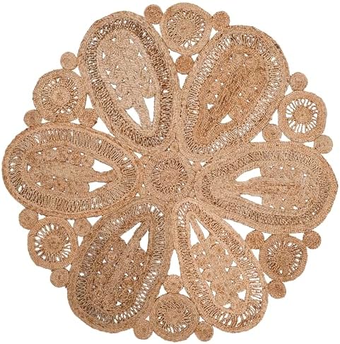 SAFAVIEH Natural Fiber Jute Round Rug 6', Boho Natural NF360A