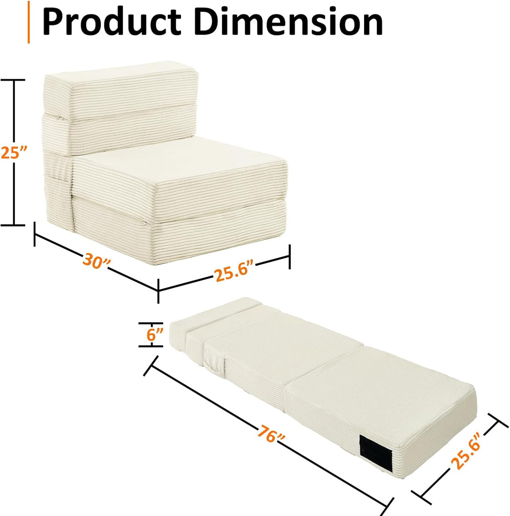 Single Size Folding Sofa Bed - 4 in 1 Convertible Sleeper Chair - High Densit...