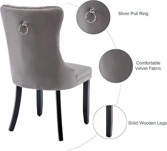 Velvet Dining Chairs Set of 6, Tufted Upholstered Dining Room Chairs with Bac...