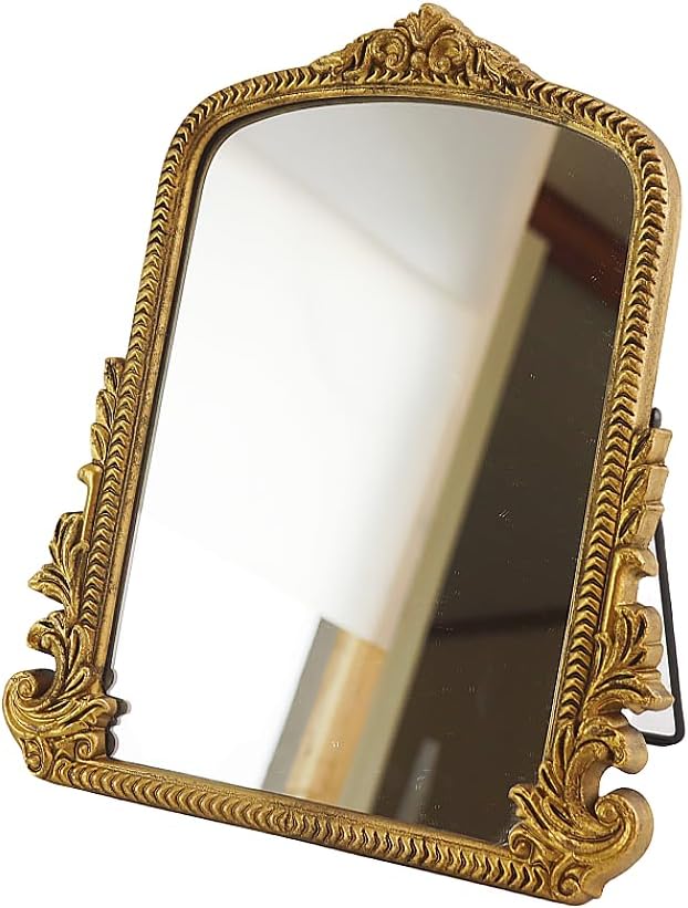 Small Vintage Vanity Makeup Desk Mirror, Antique Traditional Arch Table Mirro...