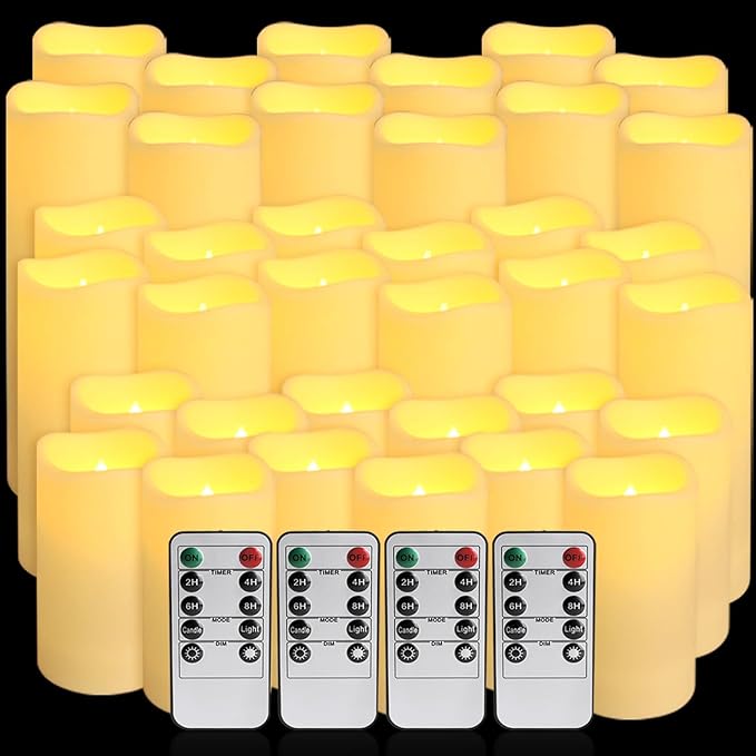 36-Pack Flickering Flameless Candles with Remote Control - LED Fake Candle Pe...