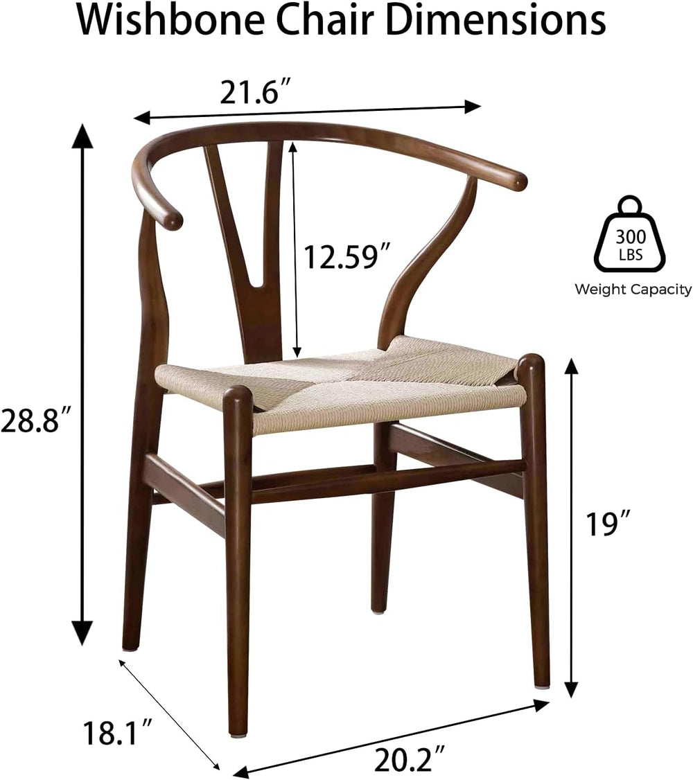 Polynices Wishbone Chair, Weave Solid Wood Mid-Century Modern Y Shaped Backre...