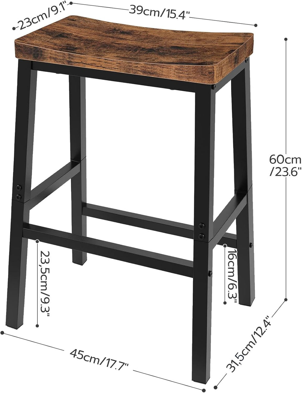HOOBRO Bar Stools, Set of 2 Bar Chairs, 23.6 Inch Saddle Stools, Kitchen Coun...