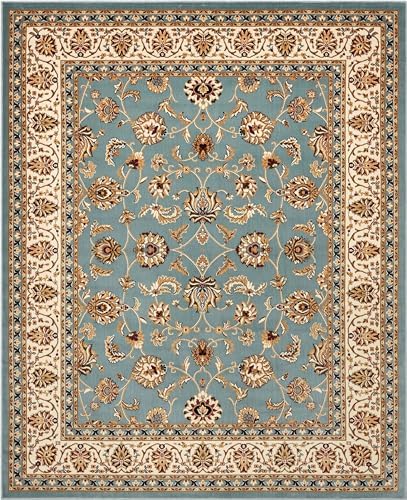 Well Woven Barclay Collection Sarouk Light Blue 8x10 Area Rug - for Living Ro...