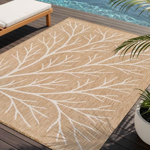 Washable Indoor Outdoor Rug 8x10 Modern Area Rugs Branch Pattern Non Shedding...