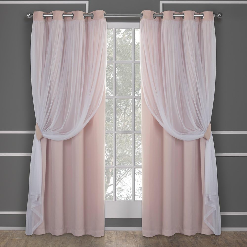 TOWN & COUNTRY LUXE Talia Double Layer Indoor Curtains, Sheer and Room Da...