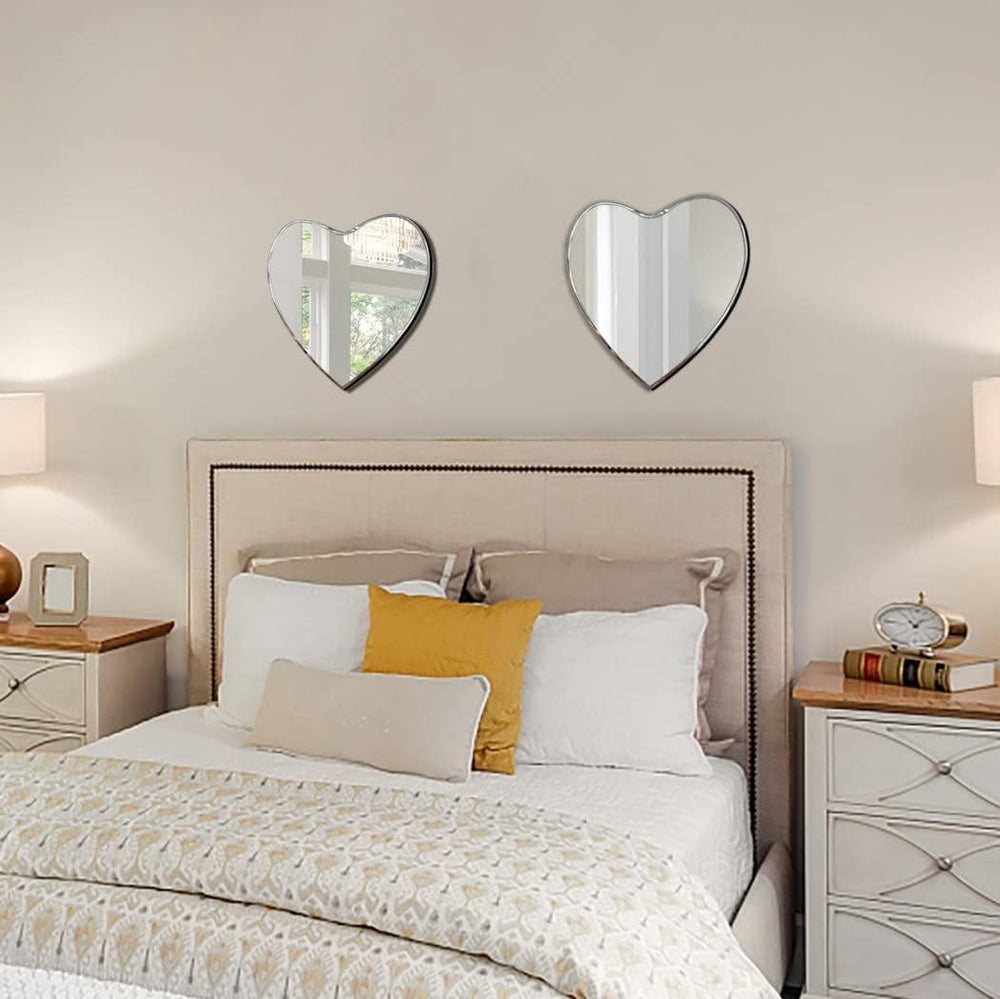 QMDECOR Heart Shaped Mirror with Iron Chain for Wall Decor 12x12 inch 2 Pack ...