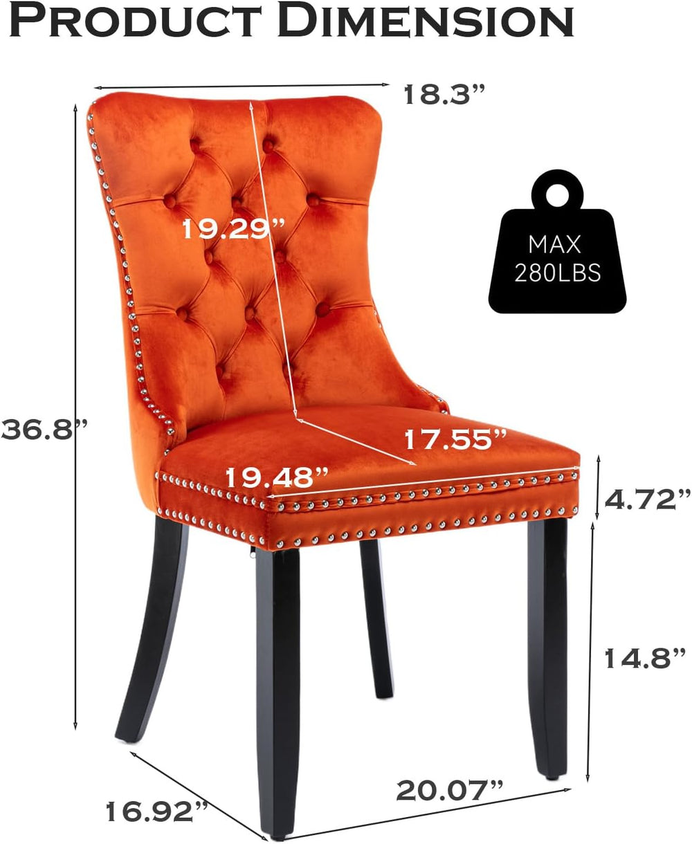 Velvet Upholstered Dining Chairs Set of 8, Modern Style Kitchen Side Chairs w...