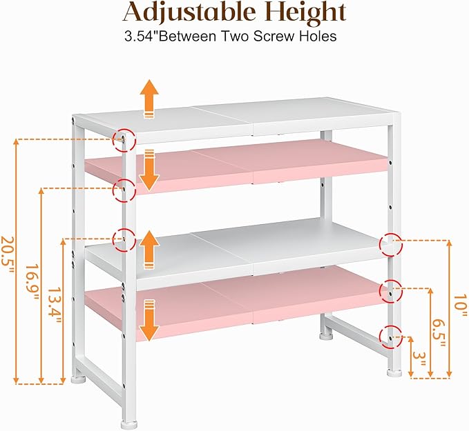 2-Tier Expandable Kitchen Storage Shelf, 150LBS Heavy Duty Metal Shelving Units