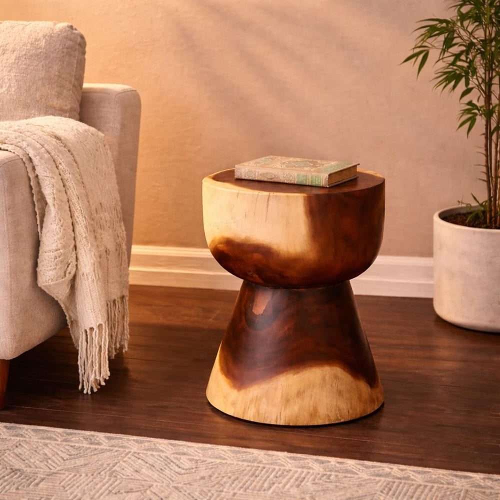 Deco 79 Wood Handmade Side End Accent Table Hourglass End Table with Natural ...