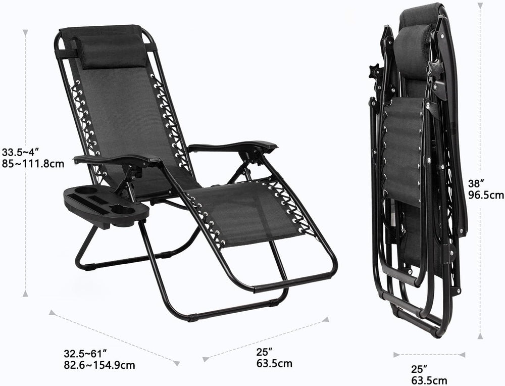 Nazhura Set of 2 Relaxing Recliners Patio Chairs Adjustable Steel Mesh Zero G...