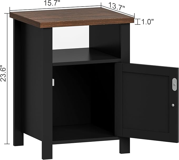 ChooChoo Nightstands Set of 2, Rustic Vintage End Side Table with Storage for...