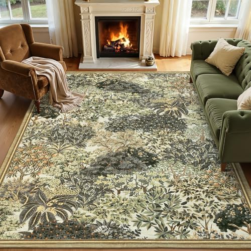 GarveeHome Forest Rug 5x7 Washable Area Rugs for Living Room, Brown Green